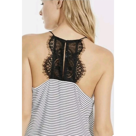 Express Adina Black & White Striped Racerback Camisole Tank Size L - Picture 1 of 12